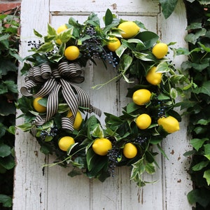 Spring wreath, Farmhouse Lemon Wreath, Double Door Summer Decor, Cottage Style, Lemon Front Porch Decor, Summer Home Decor, Mothers Day