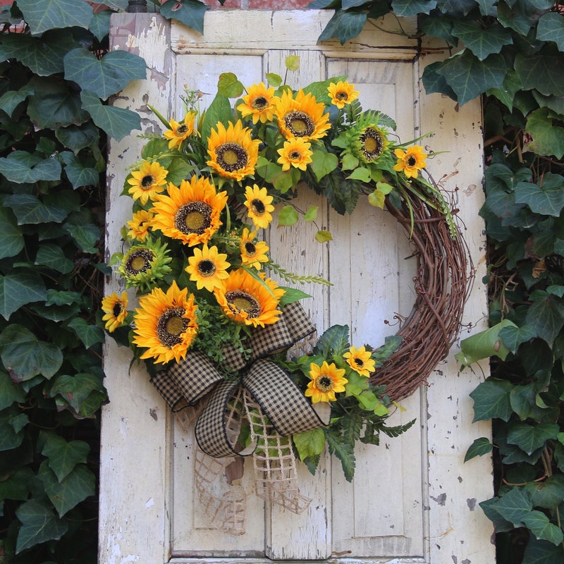 Sunflower Door Wreath - Etsy