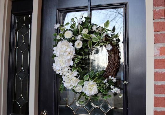 Spring Wreath Wedding Ivory, White, Wreath Green Cream Everyday Wreath,  Door Wreath, Front Door Wreath 2023 