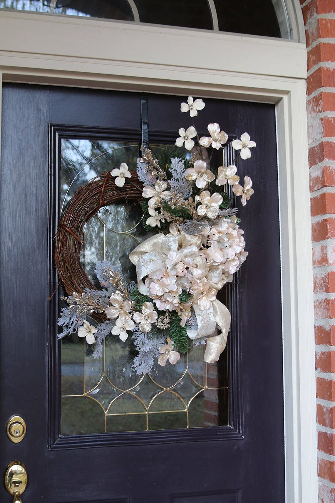 Elegant Christmas wreaths for front door Winter Hydrangea Etsy