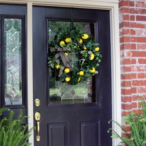 Lemon wreath Front door, Double Door Spring wreath, Farmhouse wreath, Lemon Summer Door wreath, Country Kitchen Decor, Lemon Home Wall Decor image 8