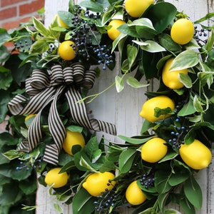 Lemon wreath Front door, Double Door Spring wreath, Farmhouse wreath, Lemon Summer Door wreath, Country Kitchen Decor, Lemon Home Wall Decor image 7