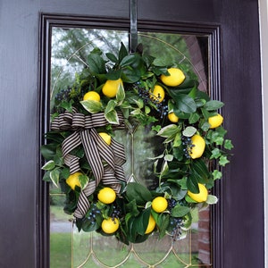 Lemon wreath Front door, Double Door Spring wreath, Farmhouse wreath, Lemon Summer Door wreath, Country Kitchen Decor, Lemon Home Wall Decor image 10