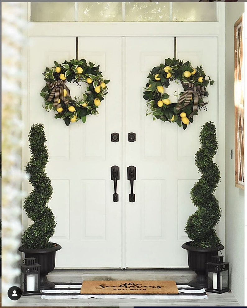 Lemon wreath Front door, Double Door Spring wreath, Farmhouse wreath, Lemon Summer Door wreath, Country Kitchen Decor, Lemon Home Wall Decor image 6