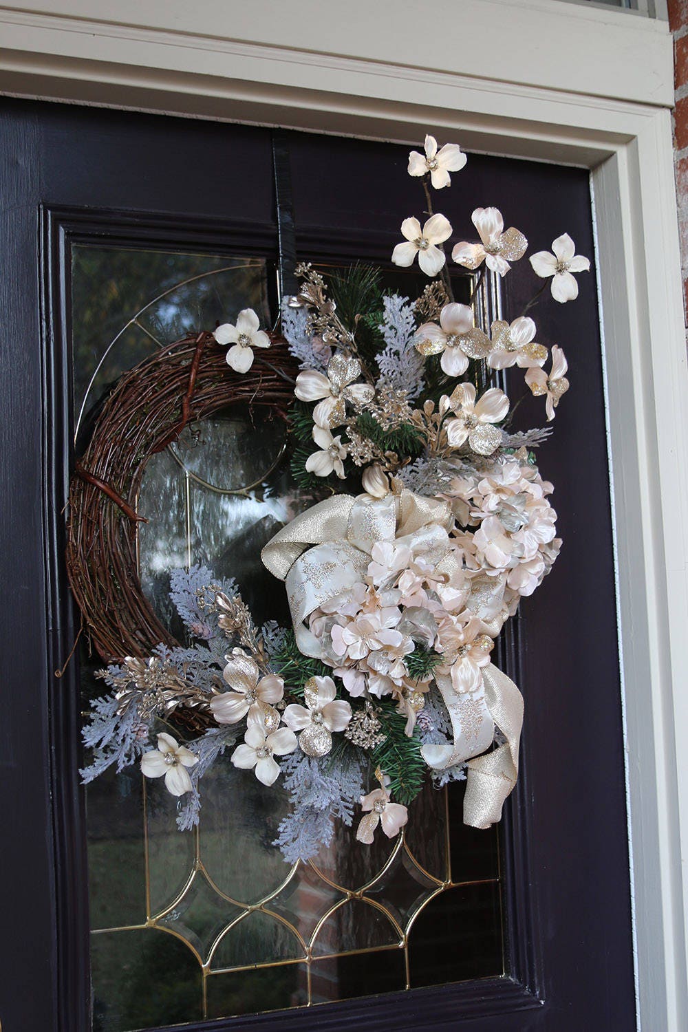 Elegant Christmas wreaths for front door Winter Hydrangea Etsy