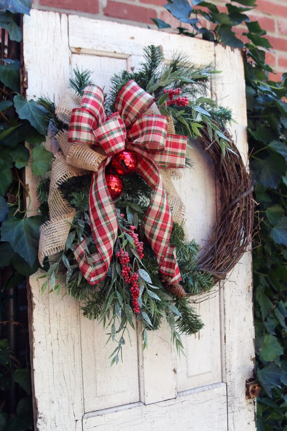 Farmhouse Style Winter Wreath For Front Door Rustic Image 0