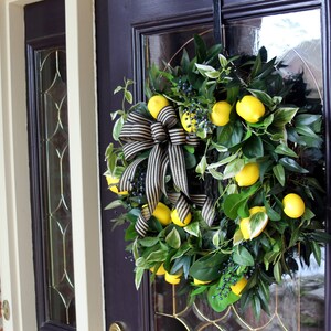 Lemon wreath Front door, Double Door Spring wreath, Farmhouse wreath, Lemon Summer Door wreath, Country Kitchen Decor, Lemon Home Wall Decor image 5