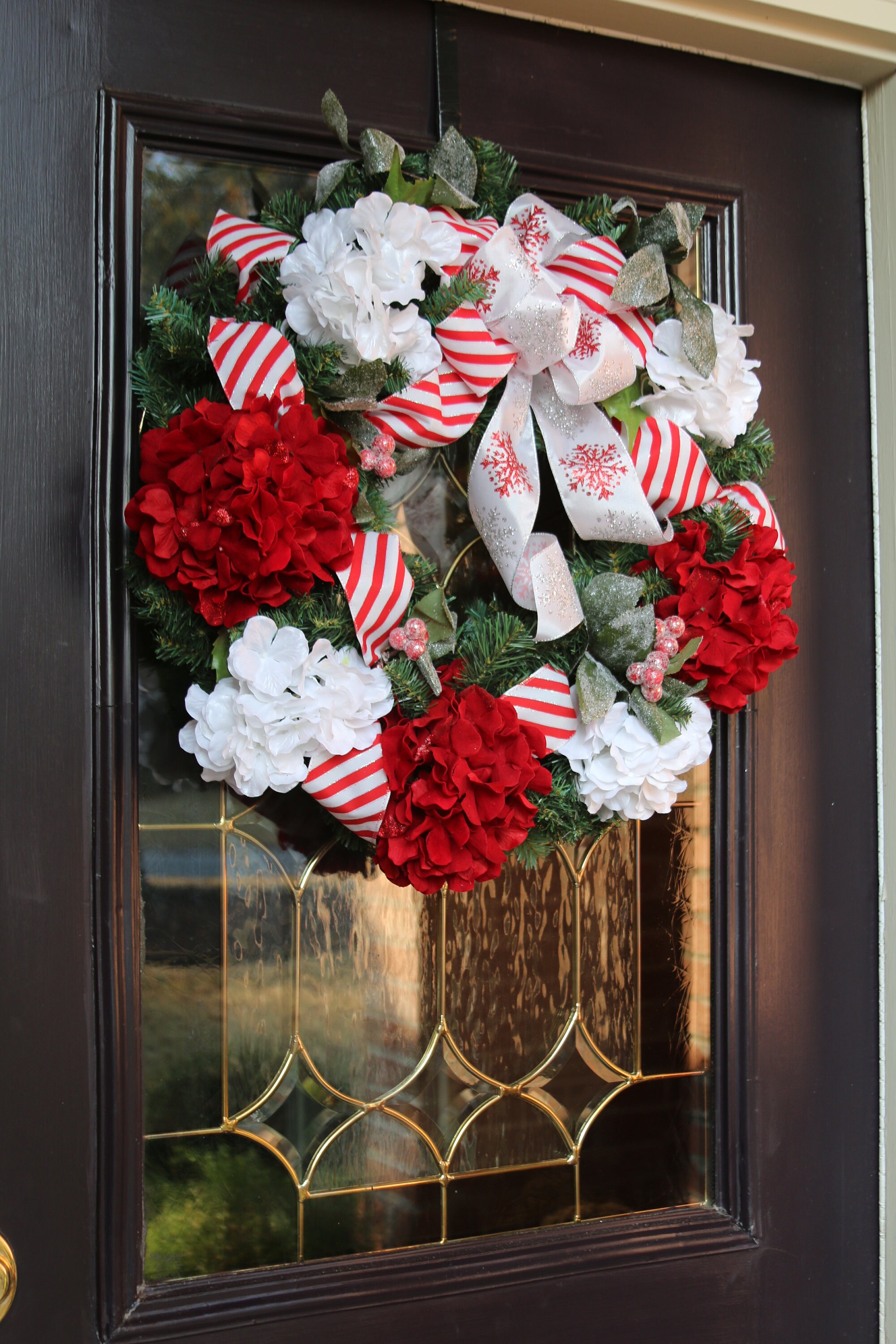 Christmas wreaths for Front Door Ready to ship Red & White Etsy