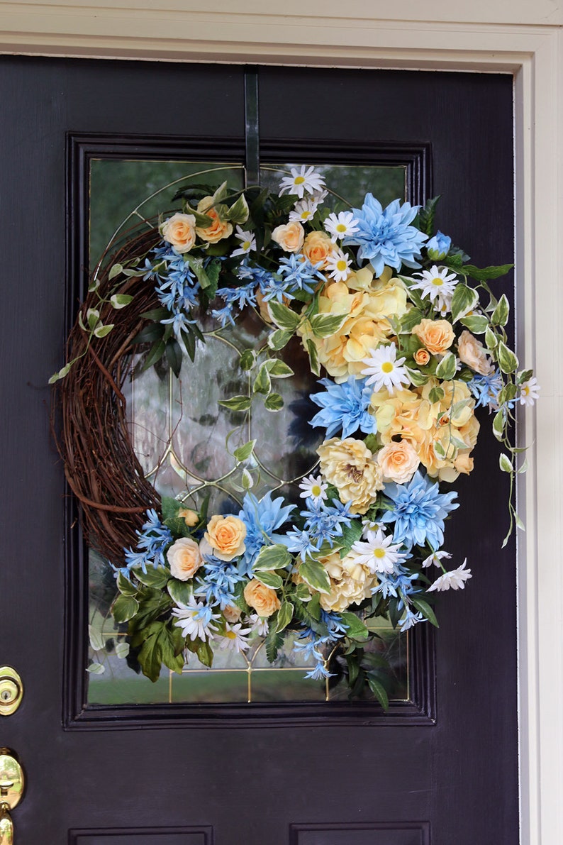 Large Spring Wreath For Front Door French Farmhouse Style Image 0