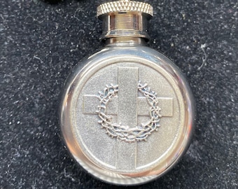 Round Crown of Thorns Holy Water / Holy Oil / Holy Salt / Stainless Steel Flask