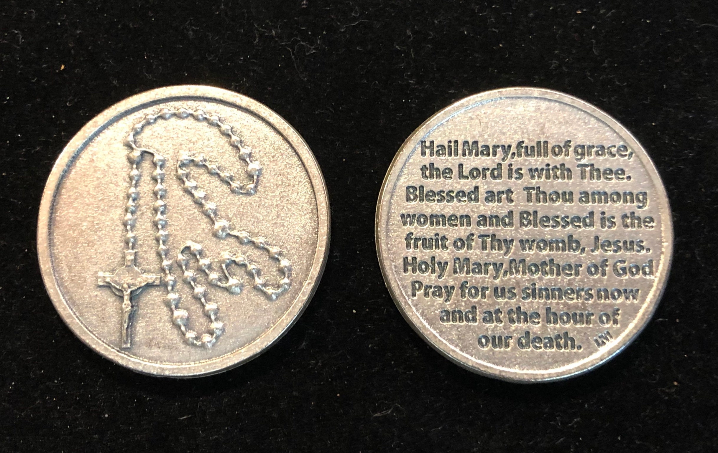 LARGE Holy Rosary Pocket Token Catholic Medal Religious Etsy