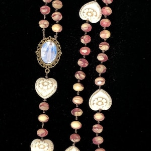 Ave Maria / Wundertätige Medaille Traditioneller Rosenkranz | Pink Piacas Böhmische Glasperlen | katholische | Selige Jungfrau Maria
