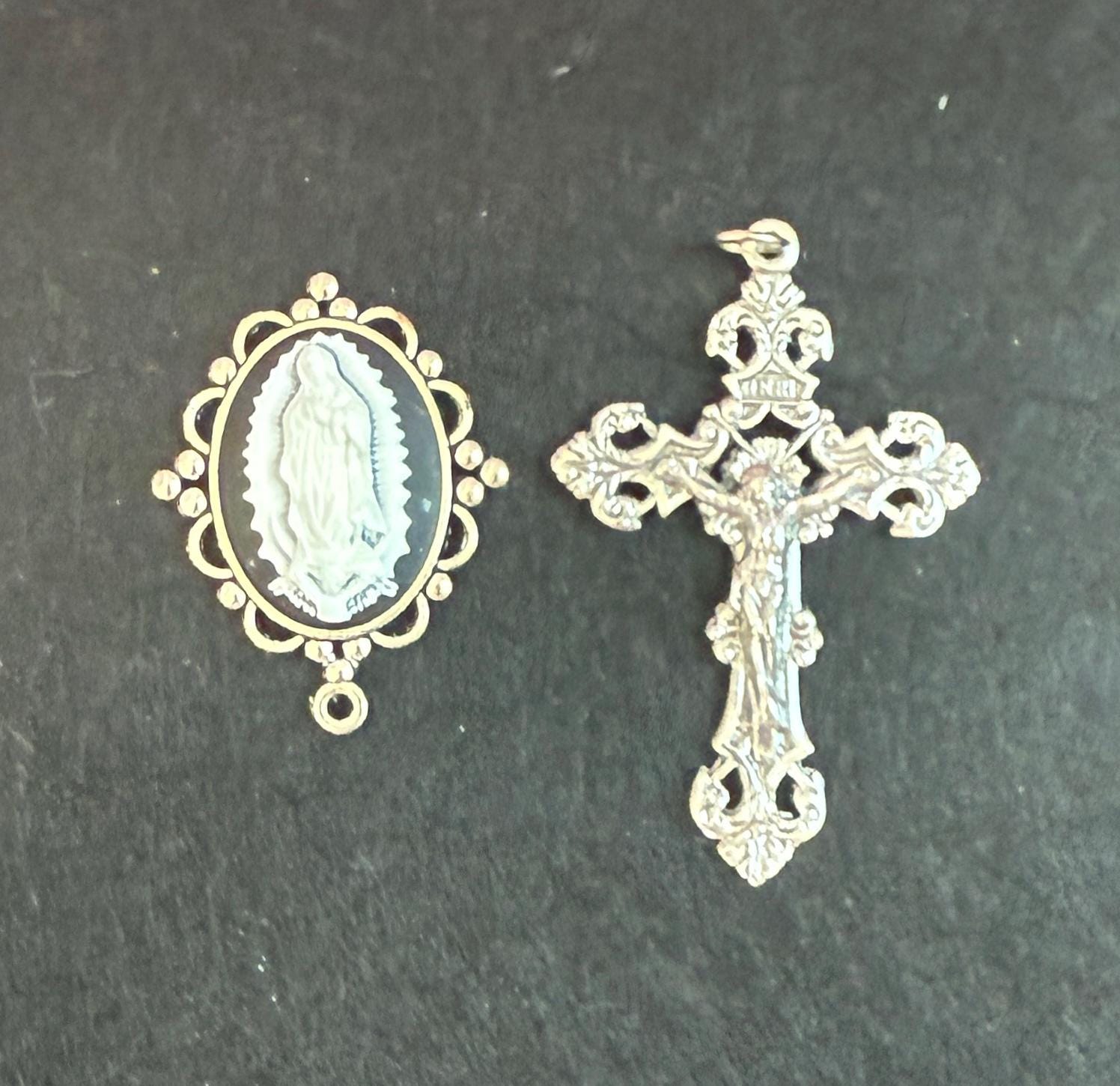 Oval Cameo Rosary Center With Silver Tone Filigree Cross - Etsy