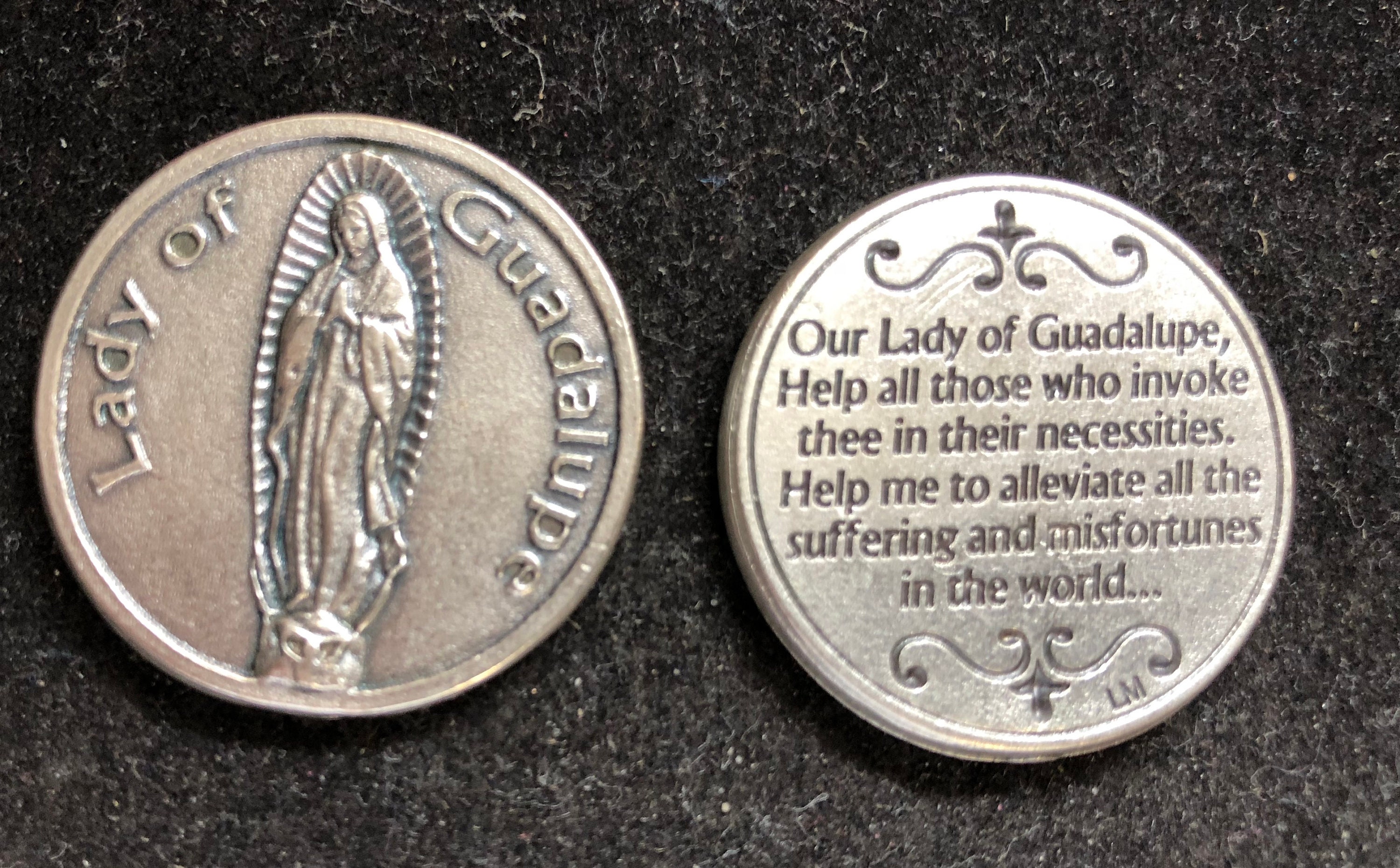Our Lady of Guadalupe Silver Plated Pocket Coin: Italian Catholic Prayer Token (29mm)