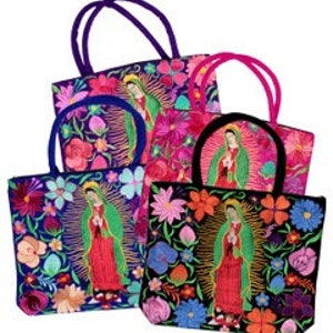Bolso o cartera bordada a mano con la Virgen de Guadalupe, Nuestra Señora de Guadalupe