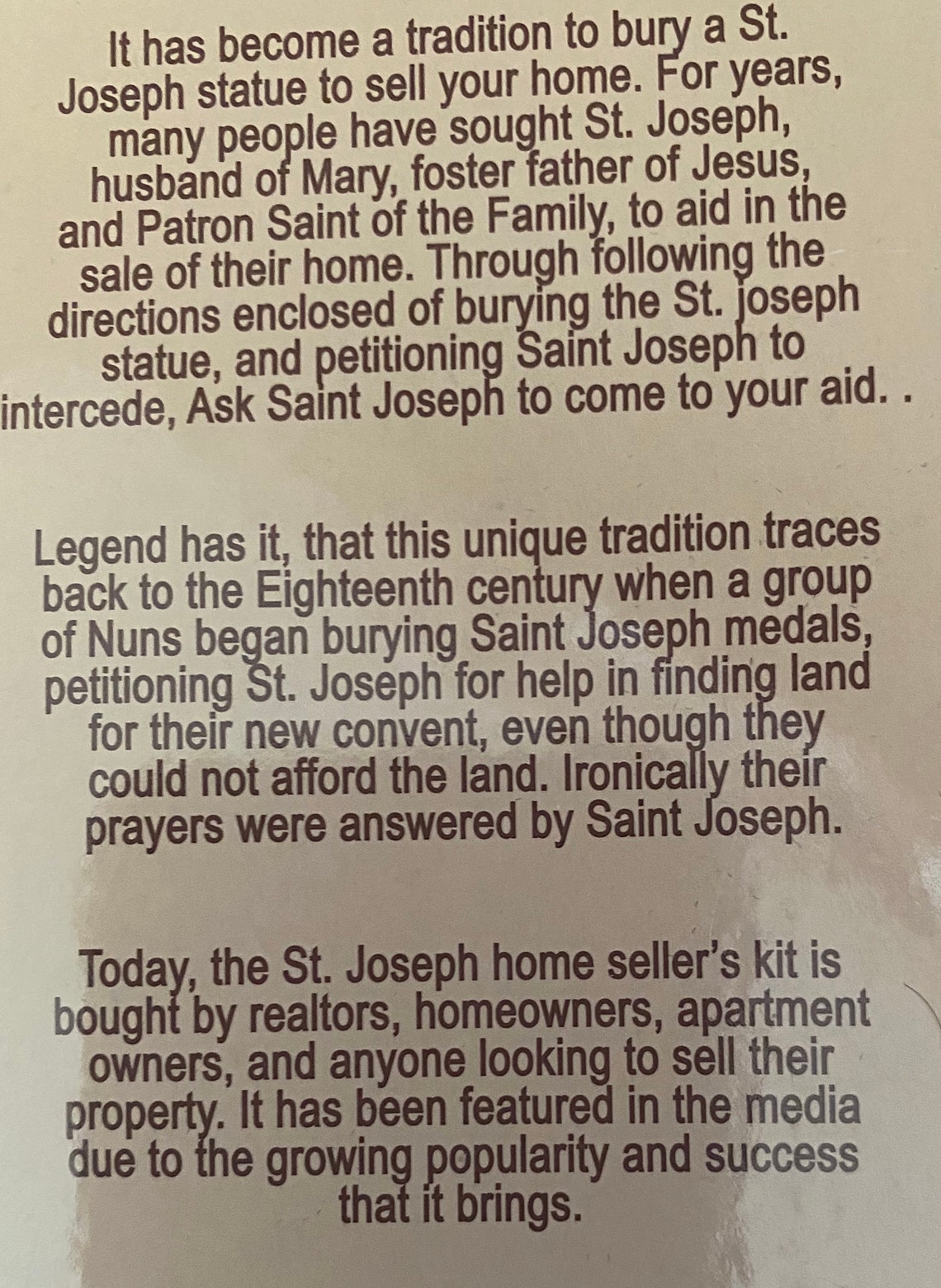Saint Joseph Home Selling Kit Prayer Pope Francis Religious Etsy