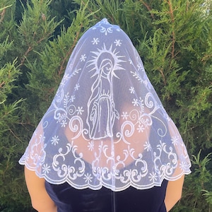 Dentelle espagnole sacré-coeur de Marie, « voile de la chapelle de la Mère miraculeuse fait à la main et brodé, couvre-chef foi
