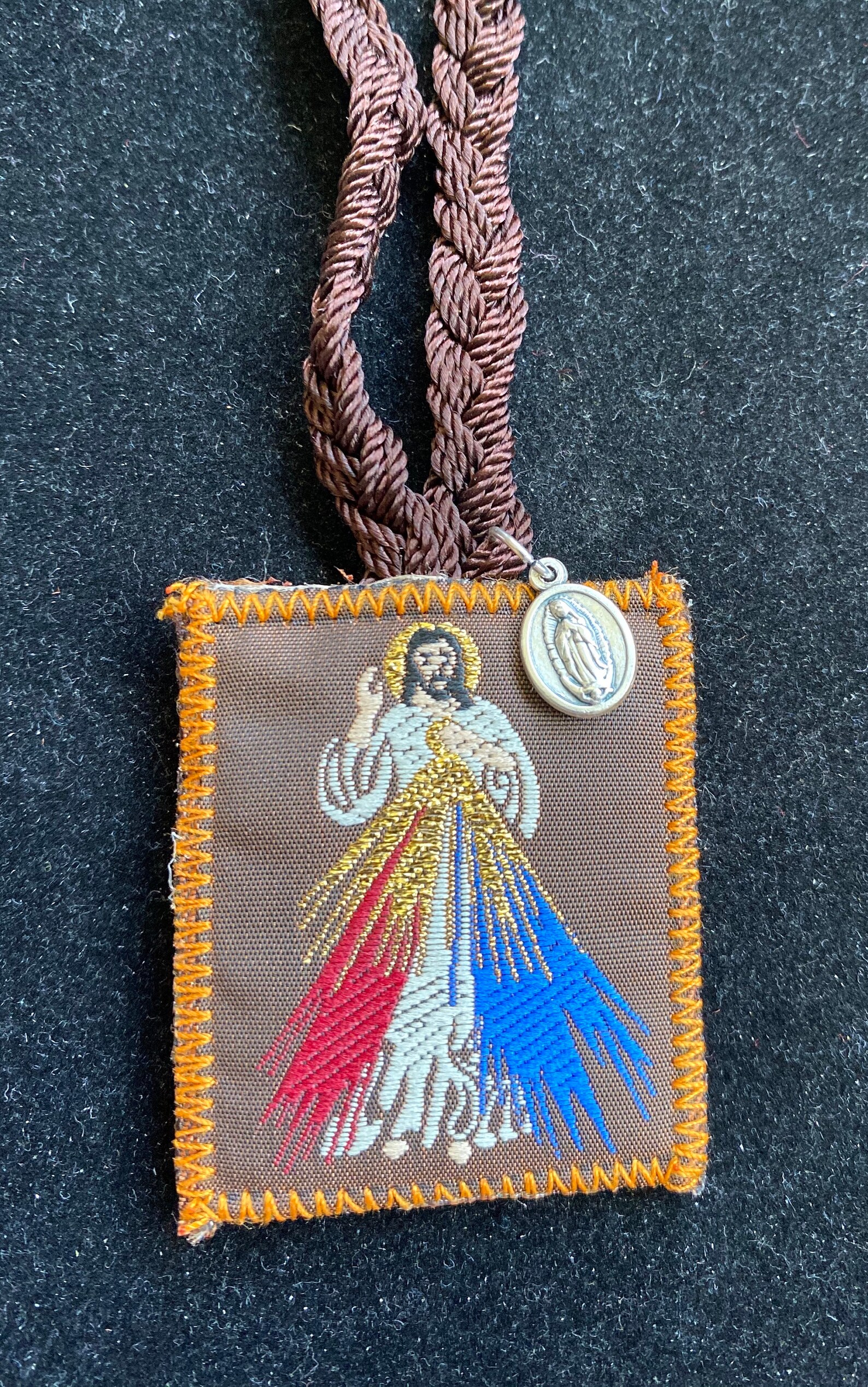 Scapular/brown Felt Scapular/religious Scapular/divine Mercy Etsy