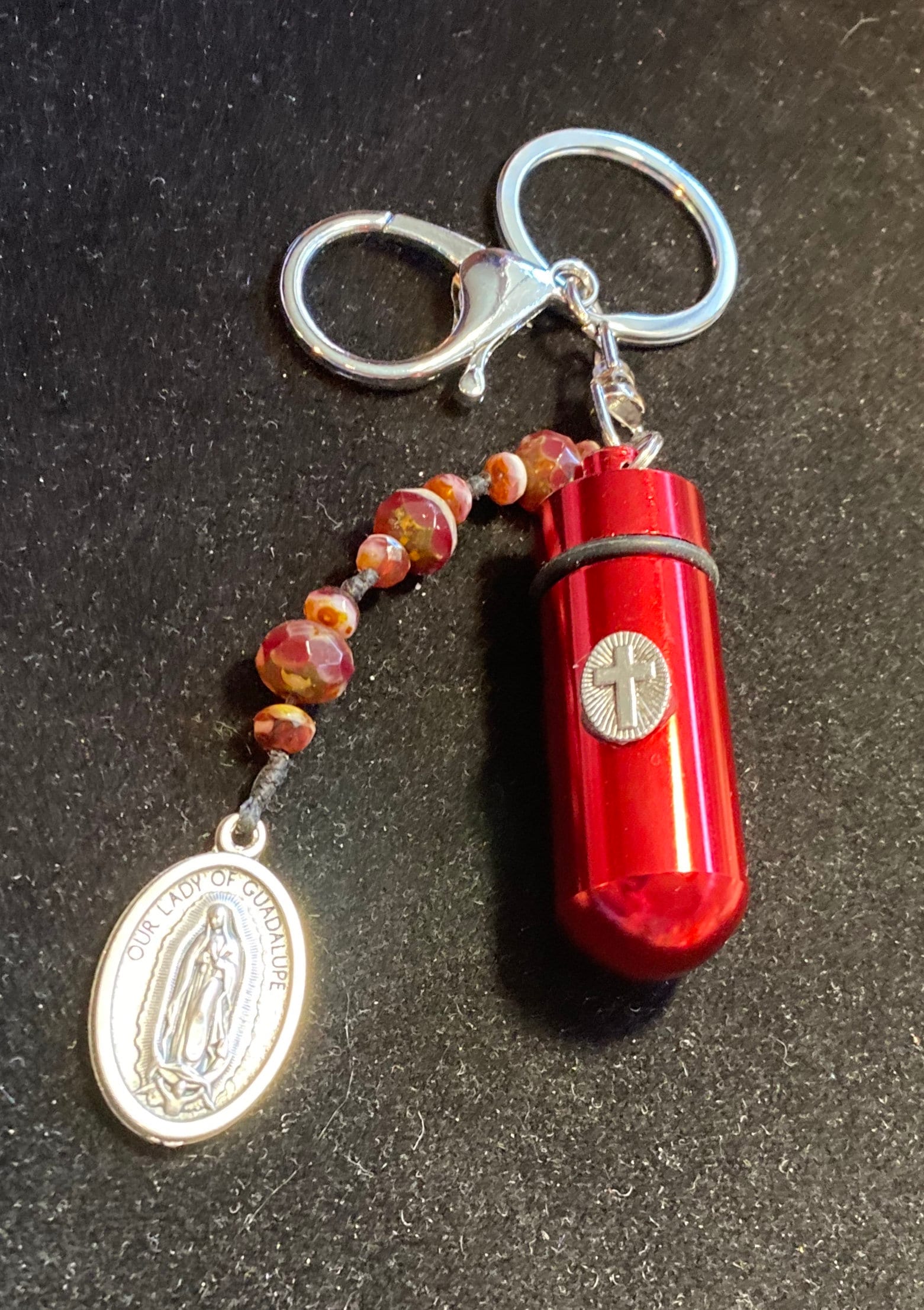 Rosary / Holy Water Vial Keychain Red Czech Glass Beads Etsy