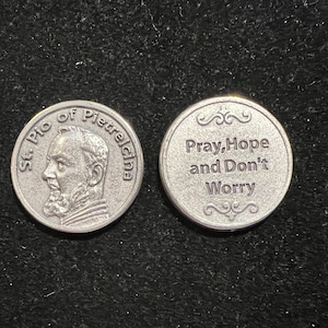 Ficha de bolsillo grande de San Padre Pío, Medallón católico, Moneda de oración, Santo curativo, Recuerdo religioso, Regalo devocional