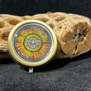Holy Communion Pyx / Homebound / Holy Spirit Pyx  / Brass Tone Pyx with Plastic Liner / Holy Eucharist