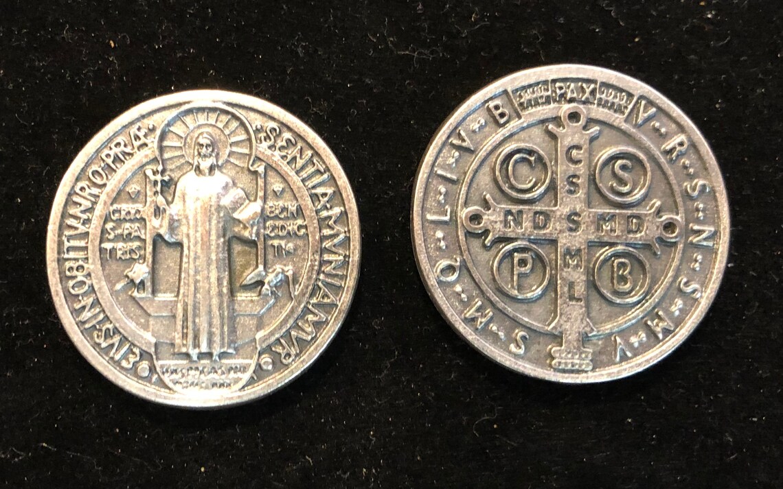 LARGE Saint Benedict Pocket Token Catholic Medal Religious Etsy