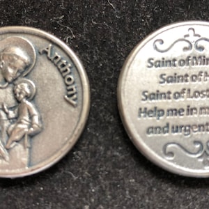Medalla católica de bolsillo de San Antonio, amuletos religiosos, medalla de oración, medallón de bolsillo, medalla de bolsillo