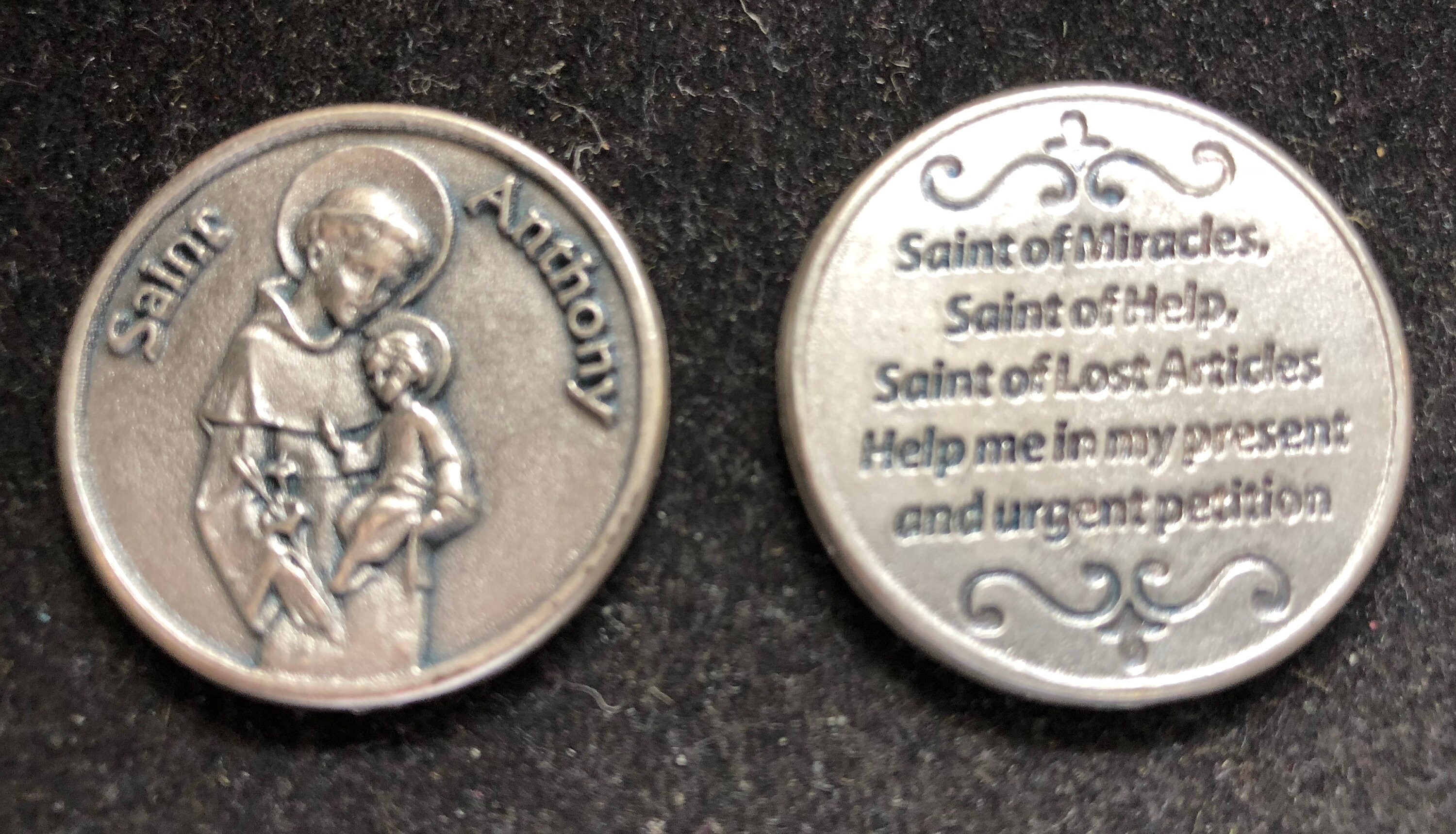 Saint Anthony Pocket Token: Silver Plated Catholic Prayer Medallion - Etsy