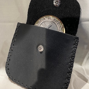 Borsa fatta a mano in vera pelle nera, borsa per comunione del Santissimo Sacramento per pisside