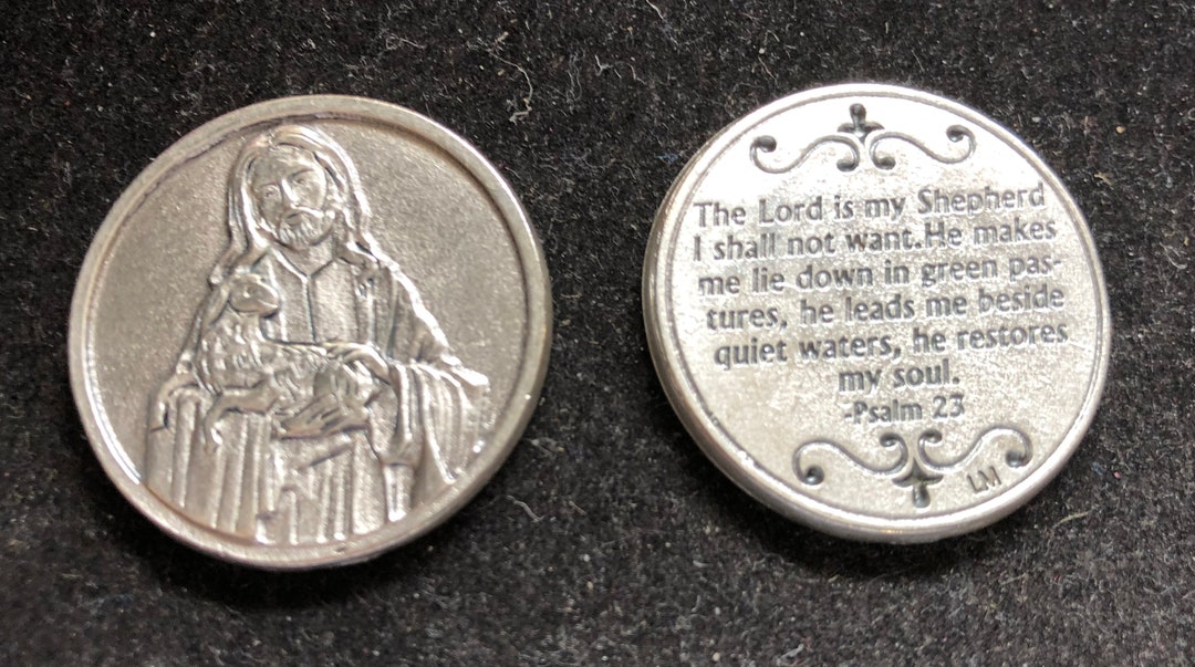 23rd Psalm Pocket Token: Silver Plated Catholic Medal (29mm) - Etsy