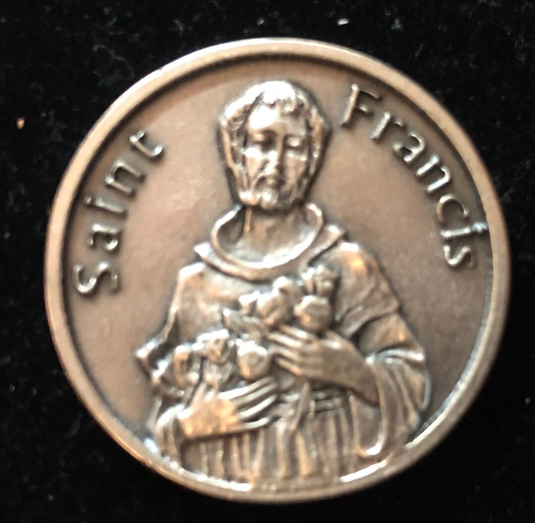 LARGE Saint Francis Pocket Token Catholic Medal Religious Charms Prayer ...