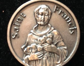 GRAND Saint François de poche jeton médaille catholique breloques religieuses prière