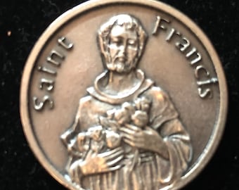 LARGE Saint Francis Pocket Token Catholic Medal Religious Charms  Prayer