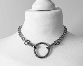 Kette Halsband mit Karabiner und Ring