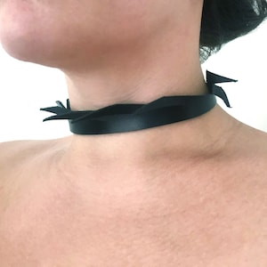 Black leather choker with buckle