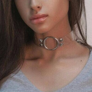 PVC transparent choker with o ring and snap button closure
