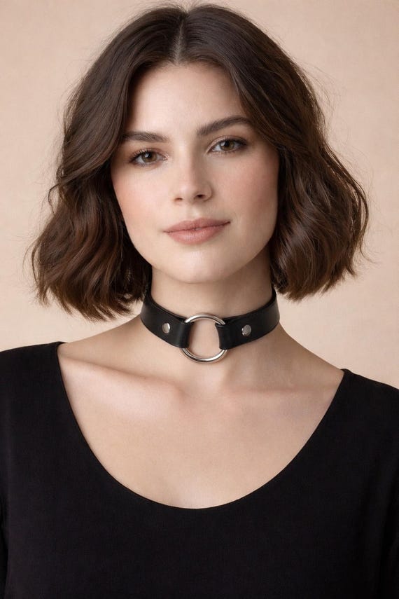 Leather O Ring Choker: Handmade Buckle Necklace - Etsy Canada
