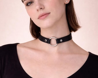 Leather O-Ring Choker: 15mm Strap