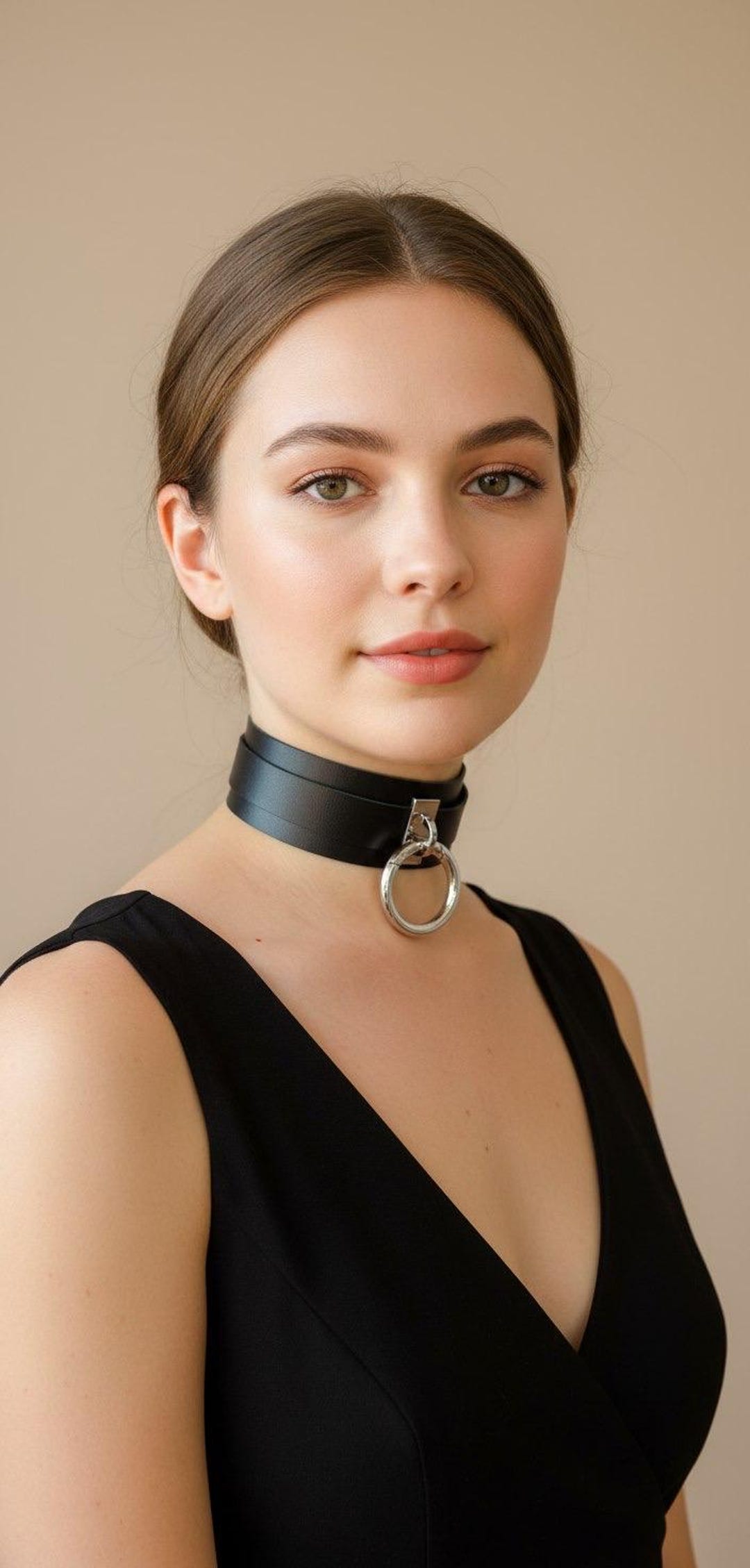 Wide Leather Choker Collar Necklace Carabiner Ring - Etsy