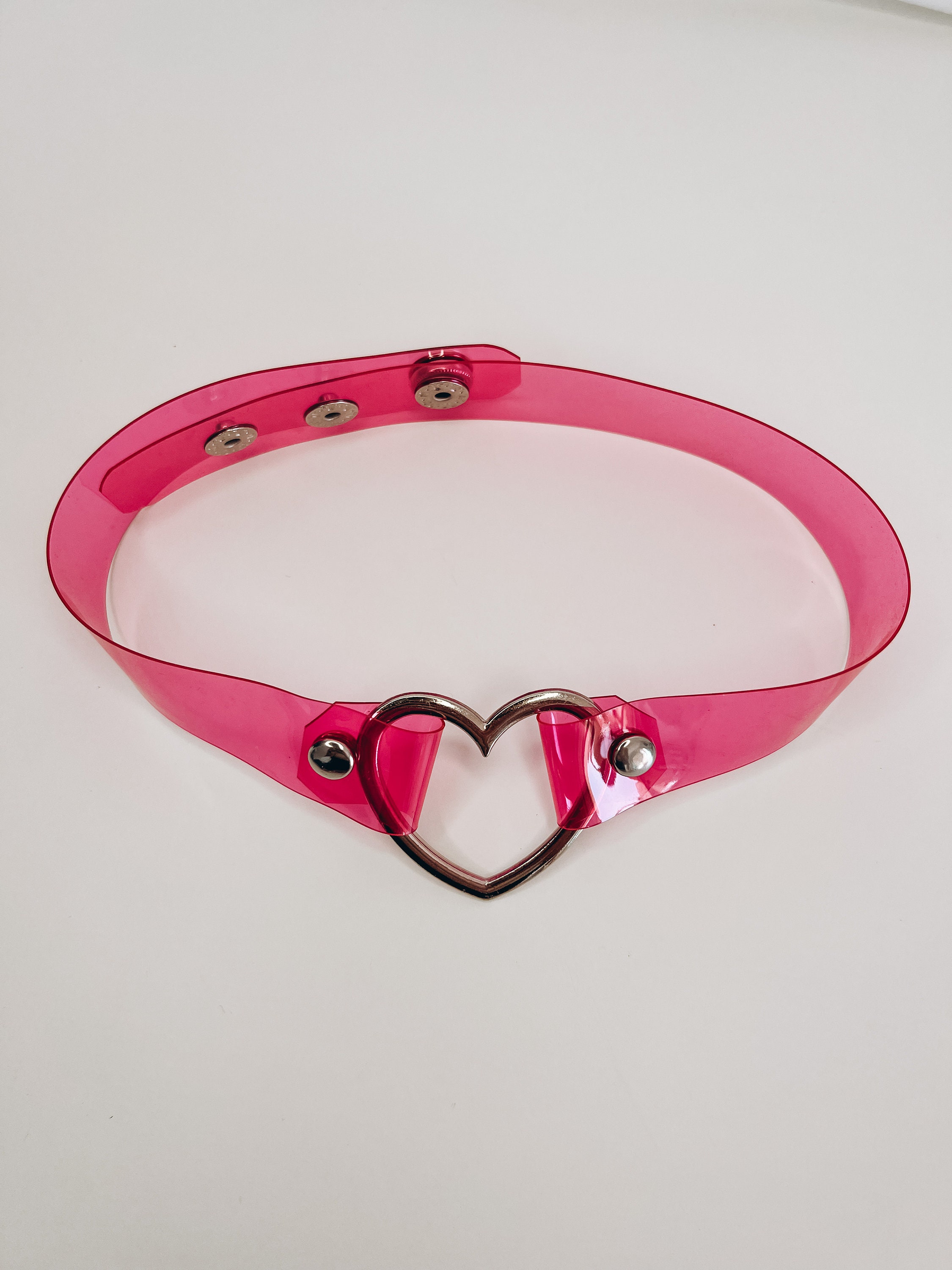 Pvc Choker Pink PVC Choker Heart Collar - Etsy
