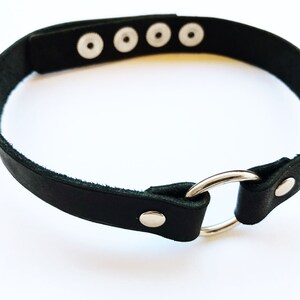 Full grain leather choker necklace 15mm with 20mm o ring image 2