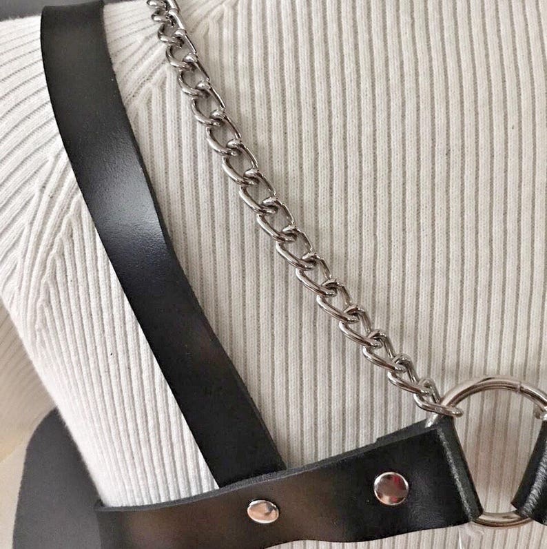 Leather Harness Woman Harness Belt Chain Harness Chain Etsy
