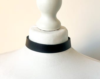Soft Black Leather Choker: 2cm Italian Leather Collar