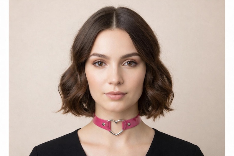 Pvc Choker Pink PVC Choker Heart Collar - Etsy