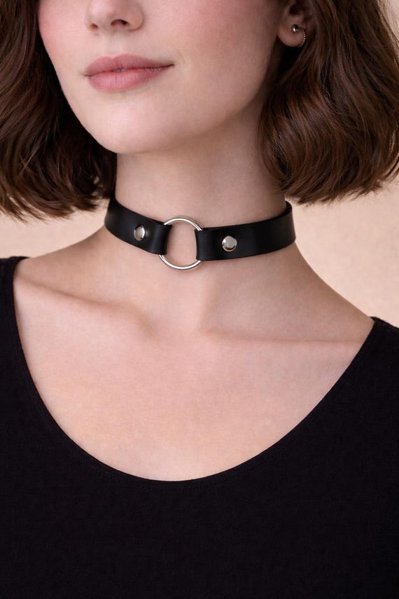 Full Grain Leather Choker Necklace 15mm With 20mm O Ring - Etsy