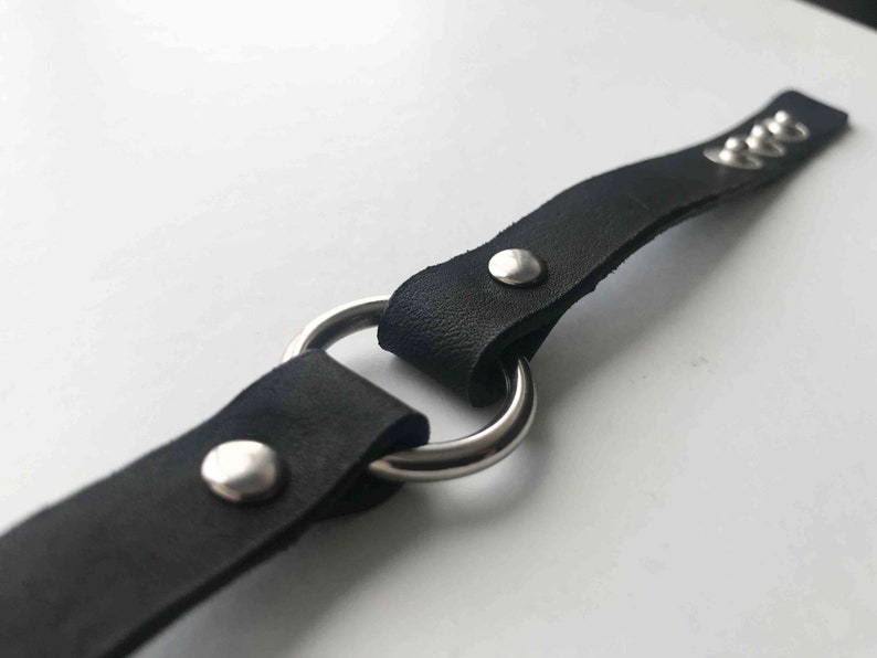 Full grain leather choker necklace 15mm with 20mm o ring image 8