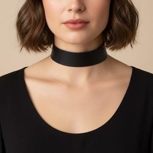 Soft Black Leather Choker: Wide Italian Leather Collar
