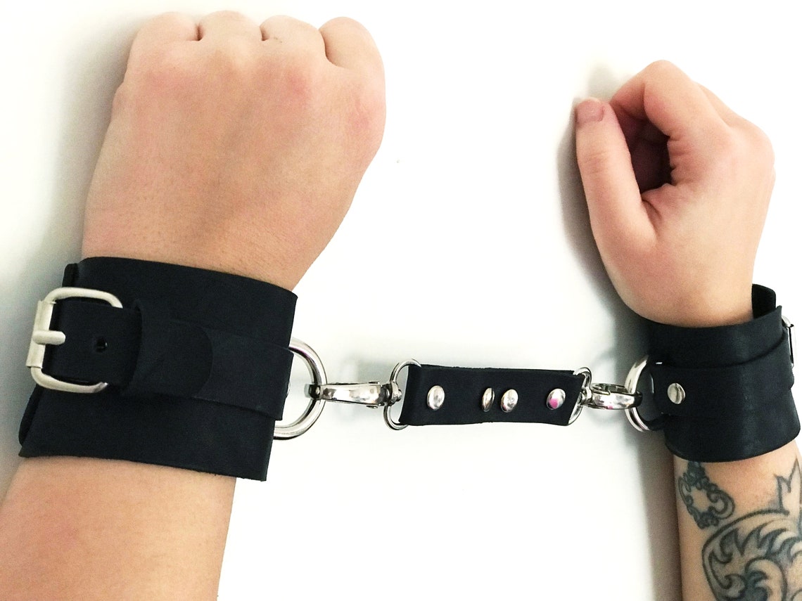 Leather Handcuffs Set Bondage Cuffs Role Play Bdsm Etsy 