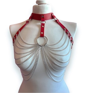 Harness with chains | chain harness | Harness leather | Gold or silver chains