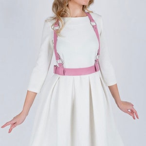 Pink full grani leather harness wide belt